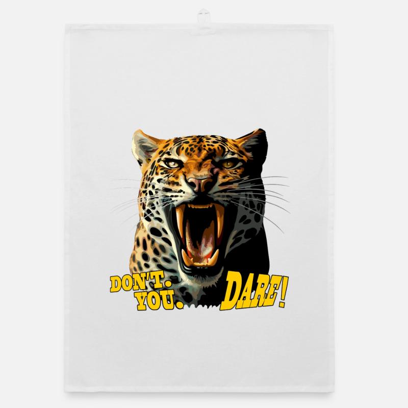 Leopard Roaring attack - Don't You Dare Organic dish towel