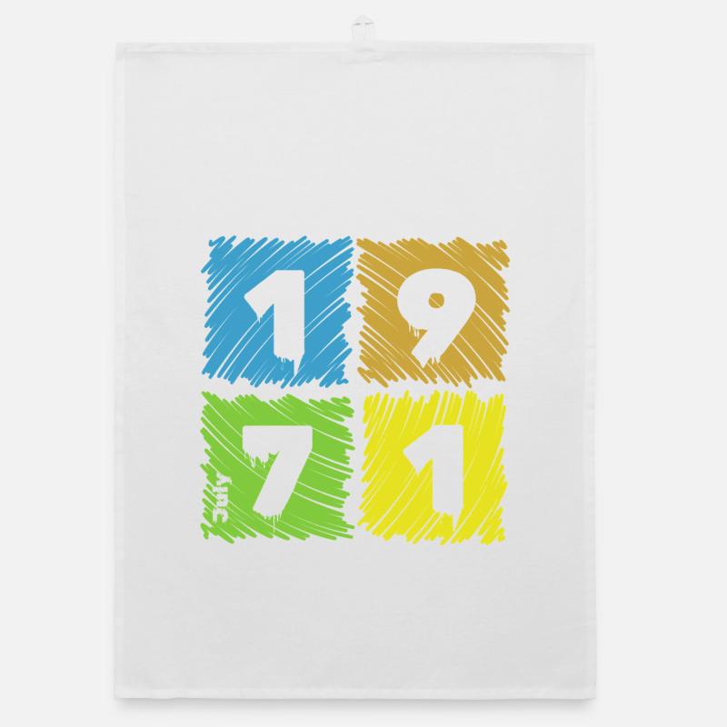 55th Birthday Colored Patches since 07/1971 Organic dish towel