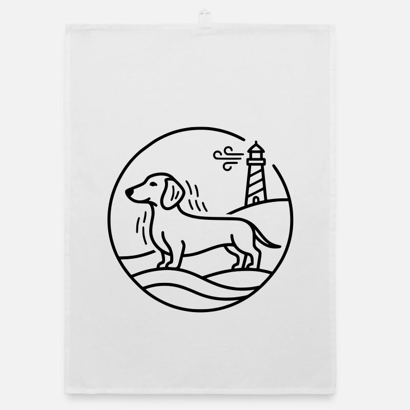 Dachshund at the lake Organic dish towel