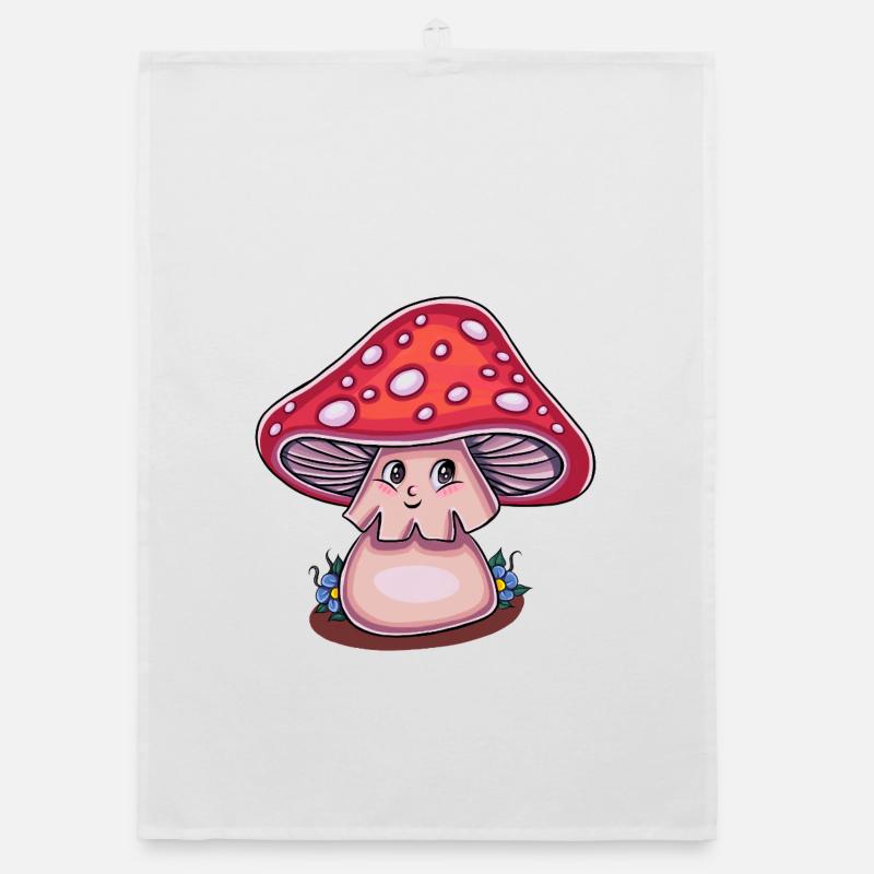 Magic Mushroom Cottagecore (Kawaii-Version) Organic Geschirrtuch