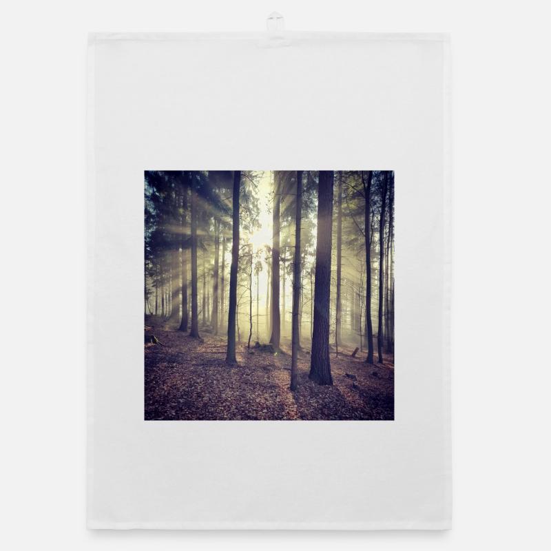 Sonnenstrahlen Waldlicht - Organic Geschirrtuch - Weiß