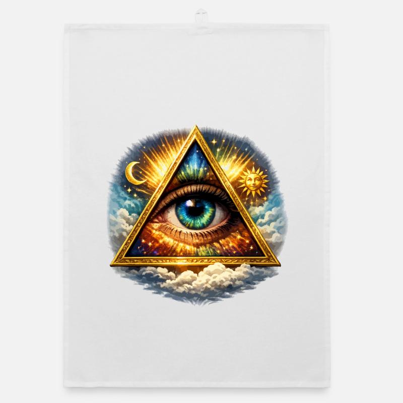 Cosmic Eye in Triangle Organic dish towel