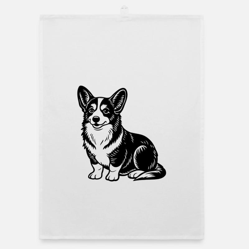 Corgi sitting Organic dish towel