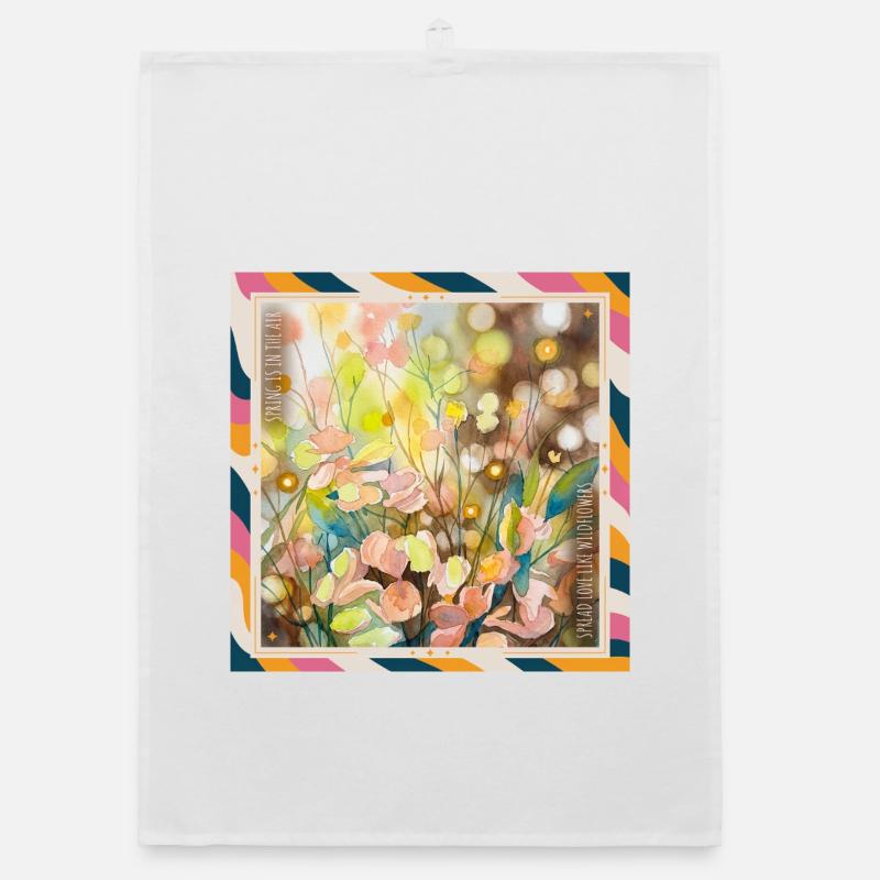 Richesse florale aquarelle Torchon bio