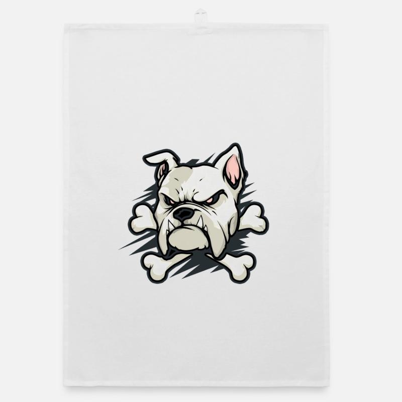 Bouledogue en colère avec os Torchon bio