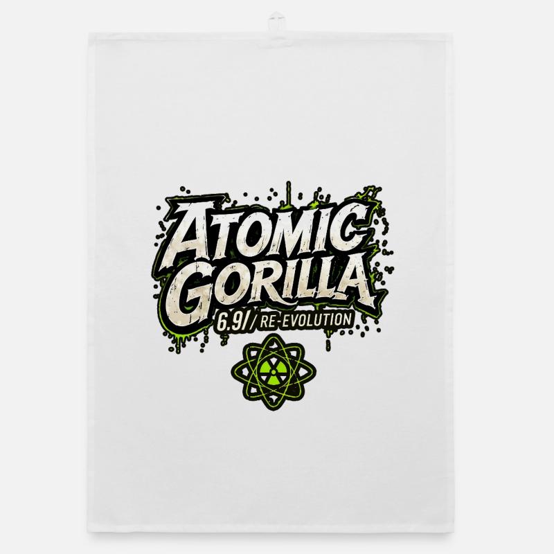 Atomic Gorilla Re-Evolution - Organic dish towel - white