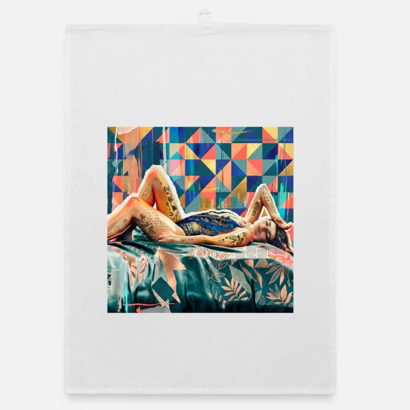 Tattoos in mosaic geometry Organic dish towel
