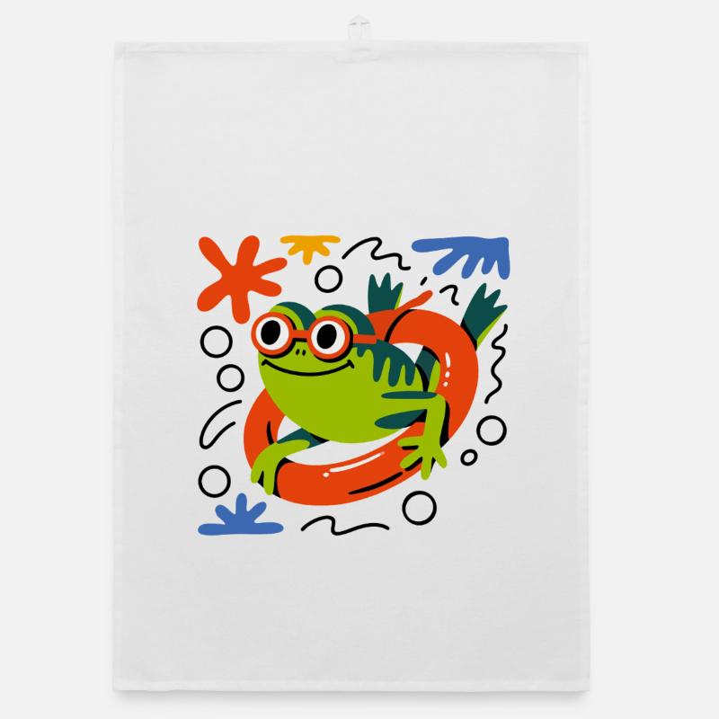 Summer Frog Fun Organic dish towel