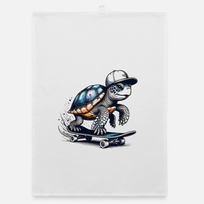 Techno Skater Turtle Organic dish towel
