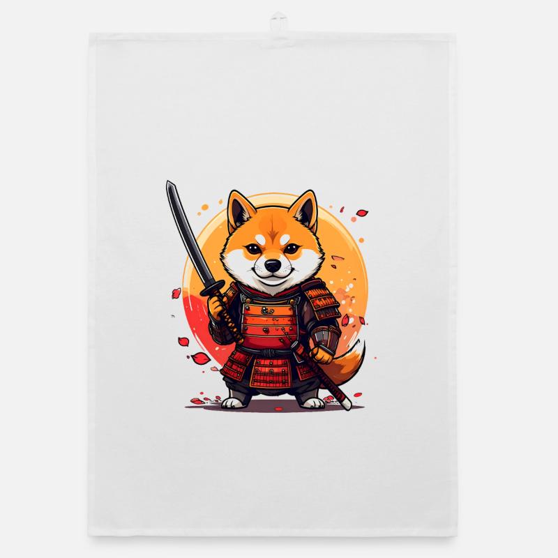 Shiba Inu Samurai dans la conception d’armures Torchon bio