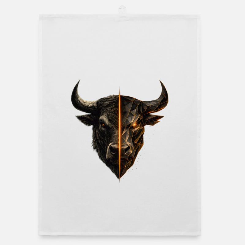 Cyber Bull Split Face Emblem Organic Geschirrtuch