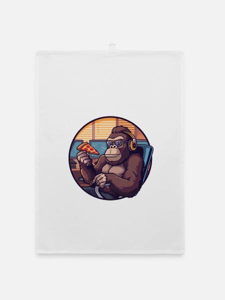 Geek Gorilla PC Arbeitsplatz IT Nerd - Organic Geschirrtuch - Weiß