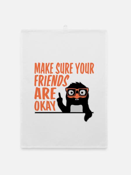 Make Sure Your Friends Are Okay Pinguin Nerd Geek - Organic Geschirrtuch - Weiß - Vorne