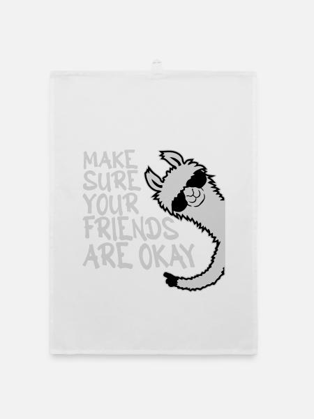 Make Sure Your Friends Are Okay Lama Sonnenbrille - Organic Geschirrtuch - Weiß - Vorne