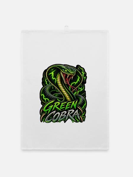 Green Cobra – Neon Kobra - Organic Geschirrtuch - Weiß