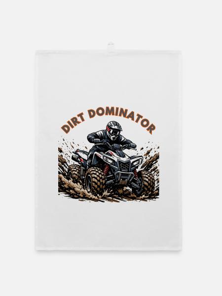 Dirt Dominator Quad ATV Offroad Schlamm Action - Organic Geschirrtuch - Weiß - Vorne