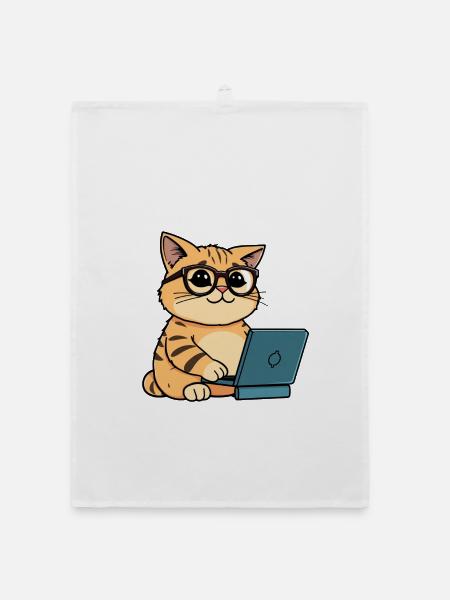 Coding Cat - Organic Geschirrtuch - Weiß - Vorne
