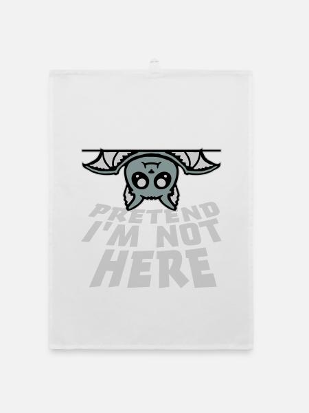 Pretend i'm not here Ignorier Mich Fledermaus Süß - Organic Geschirrtuch - Weiß - Vorne