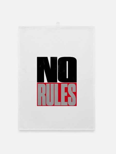 NO RULES – Brutalistischer Statement Schriftzug - Organic Geschirrtuch - Weiß - Vorne