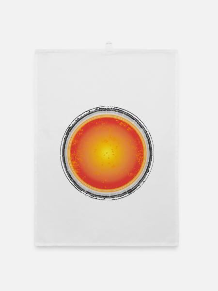  „Solar Flare“ – Abstraktes Retro-Sonne Grunge - Organic Geschirrtuch - Weiß - Vorne