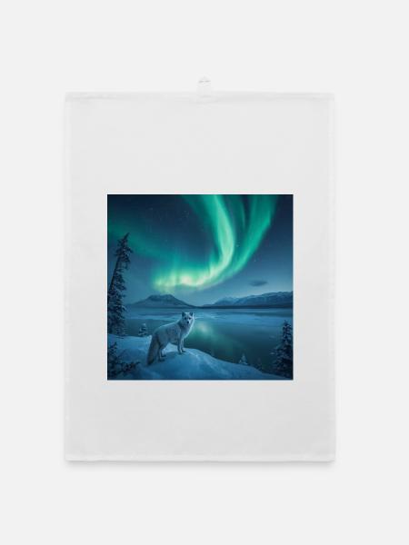 Polarfuchs — Nordlichter - Organic Geschirrtuch - Weiß