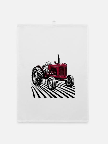 Traktor / Traktor / Traktor - Organic Geschirrtuch - Weiß - Vorne