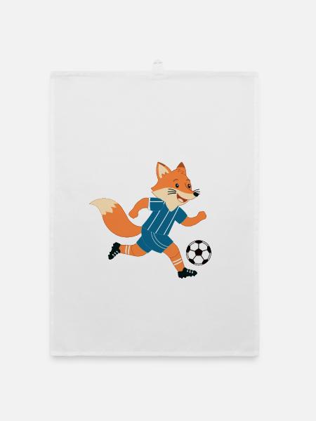 Football Fox Verspieltes Design - Organic Geschirrtuch - Weiß