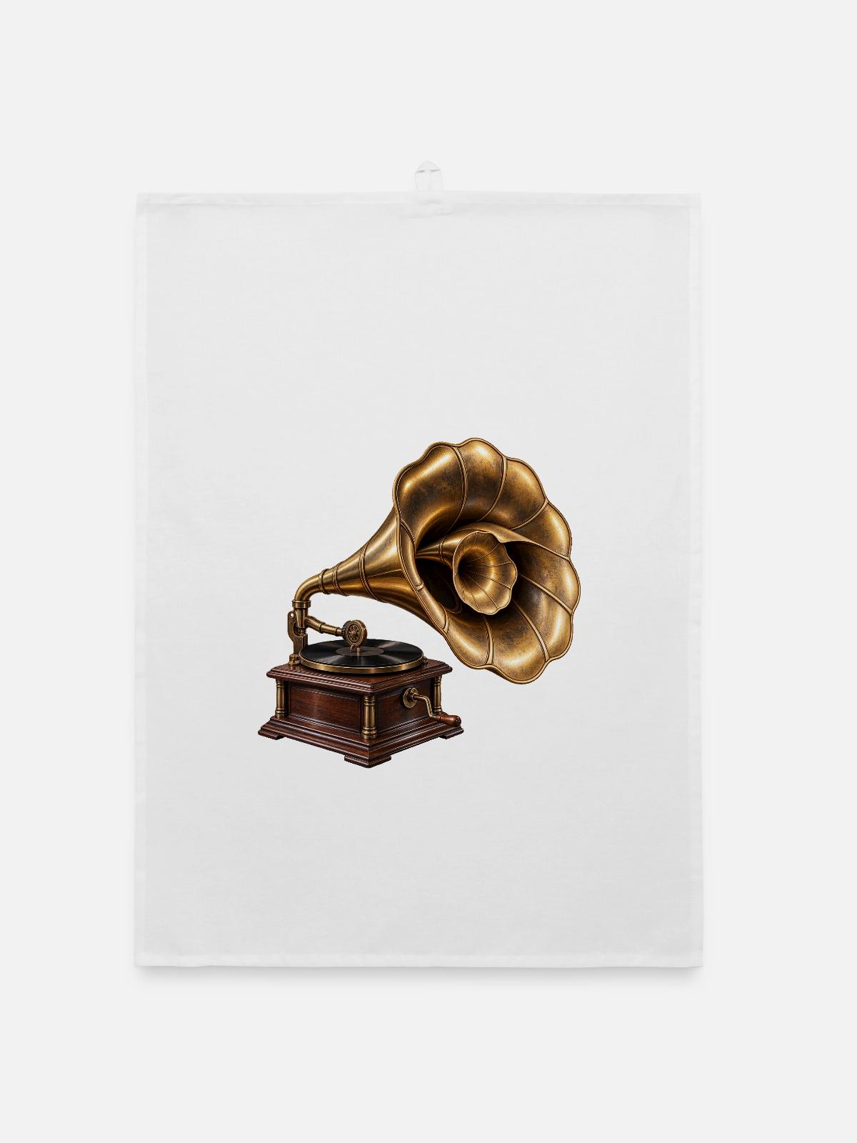 Antikes Grammophon - Organic Geschirrtuch - Weiß - Vorne
