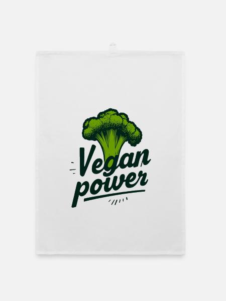 Vegan Power - Organic Geschirrtuch - Weiß
