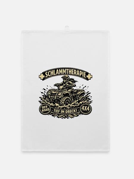Schlammtherapie Tief im Dreck 4x4 Quad ATV - Organic Geschirrtuch - Weiß - Vorne