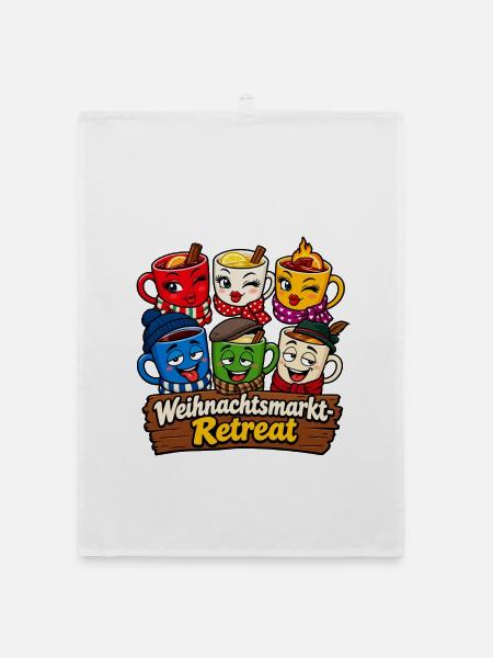 Weihnachtsmarkt - Retreat - lustiges Glühwein Bild - Organic Geschirrtuch - Weiß - Vorne