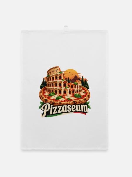 Pizza-Kolosseum - Organic Geschirrtuch - Weiß - Vorne