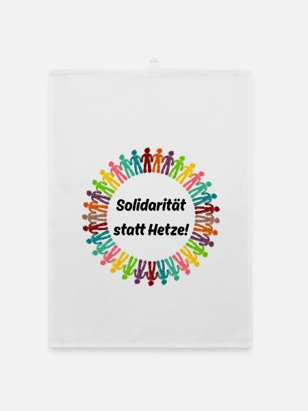 SOLIDARITÄT STATT HETZE, NIE WIEDER IST JETZT! - Organic Geschirrtuch - Weiß - Vorne
