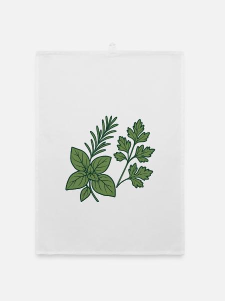 Herbs & Kitchen Garden – Motiv Geschenkidee. - Organic Geschirrtuch - Weiß - Vorne