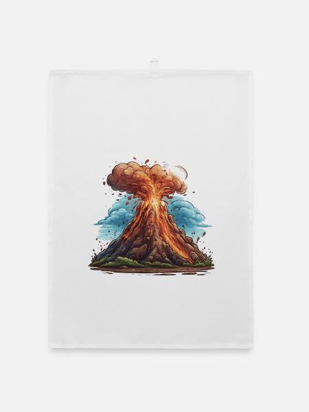 Vulkanausbruch Lava Explosion - Organic Geschirrtuch - Weiß - Vorne