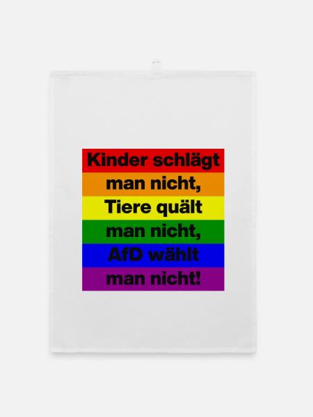 AFD WÄHLT MAN NICHT, KINDER UND TIERE, NO NZS - Organic Geschirrtuch - Weiß - Vorne