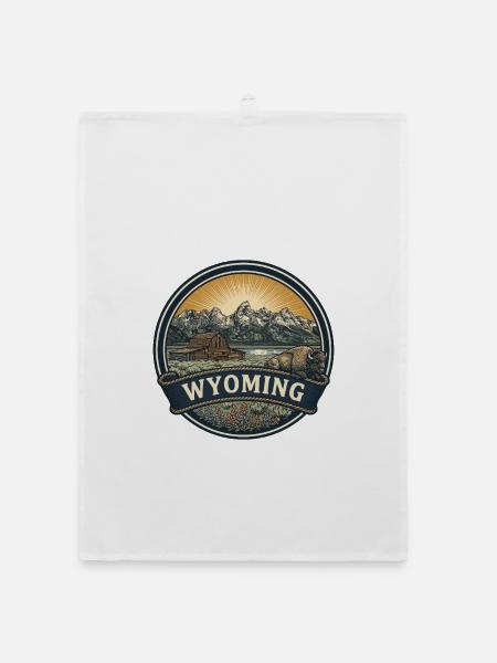 Reisesouvenir der Wyoming Grand Teton Mountains - Organic Geschirrtuch - Weiß - Vorne