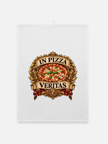 Im Pizza Veritas Emblem - Organic Geschirrtuch - Weiß - Vorne