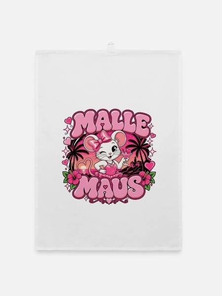 Malle Maus – Mallorca Party & Urlaub - Organic Geschirrtuch - Weiß - Vorne