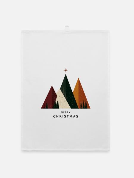 Geometric Christmas Mountains - Organic Geschirrtuch - Weiß - Vorne