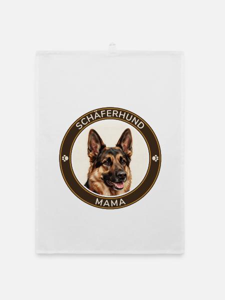 Schäferhund-Mama Porträt - Organic Geschirrtuch - Weiß