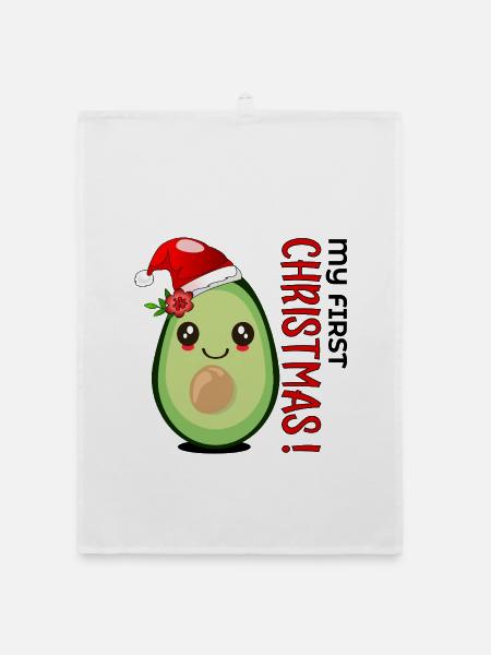 Mein erstes Weihnachten, Avocado Baby - Organic Geschirrtuch - Weiß - Vorne