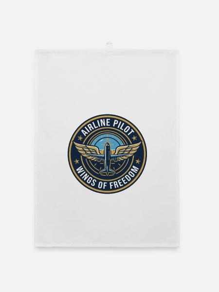 Airline Pilot Aviator Wings Horizon Badge Geschenk - Organic Geschirrtuch - Weiß - Vorne