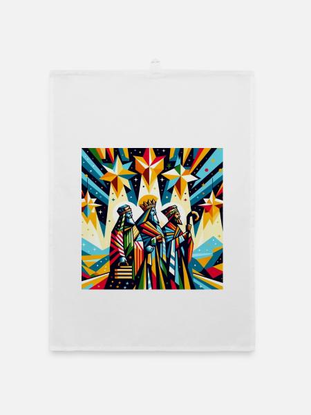 Three Wise Men Geometric Art - Organic Geschirrtuch - Weiß - Vorne
