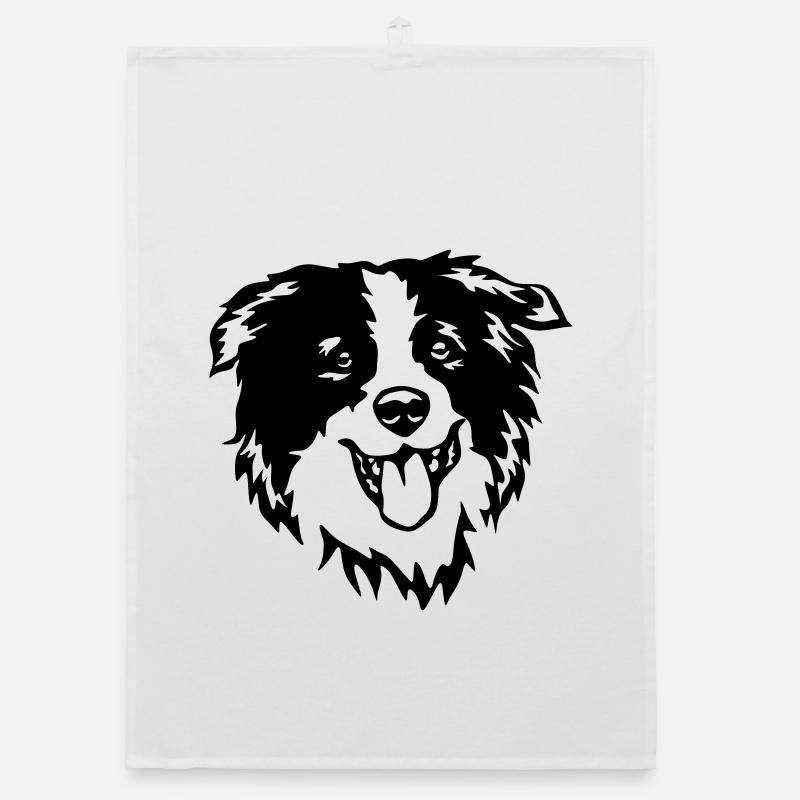 Border Collie head Organic dish towel