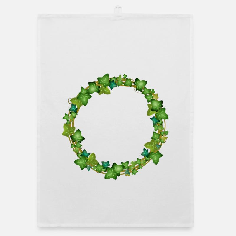 dekorativer Efeu Kranz oder Efeu Rahmen Organic Geschirrtuch