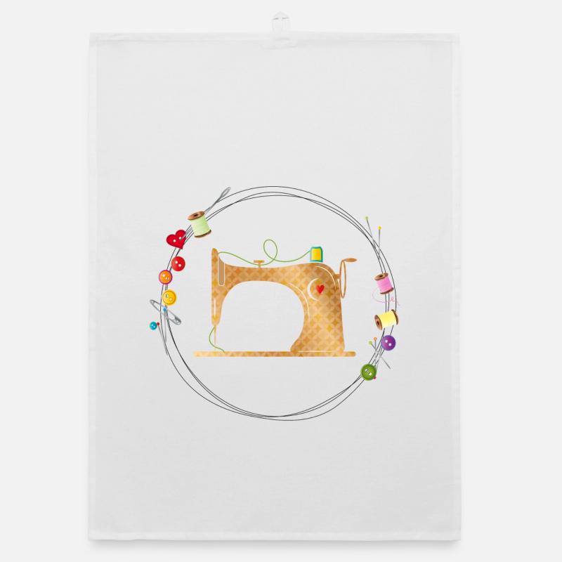 nostalgic colorful sewing machine with sewing accessories Organic dish towel