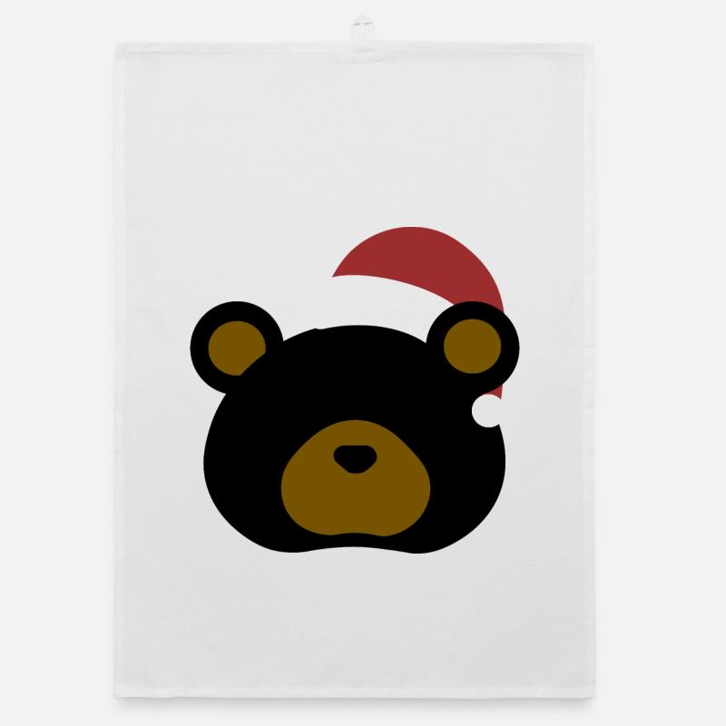 Ours noir - Édition de Noël - Torchon bio - blanc