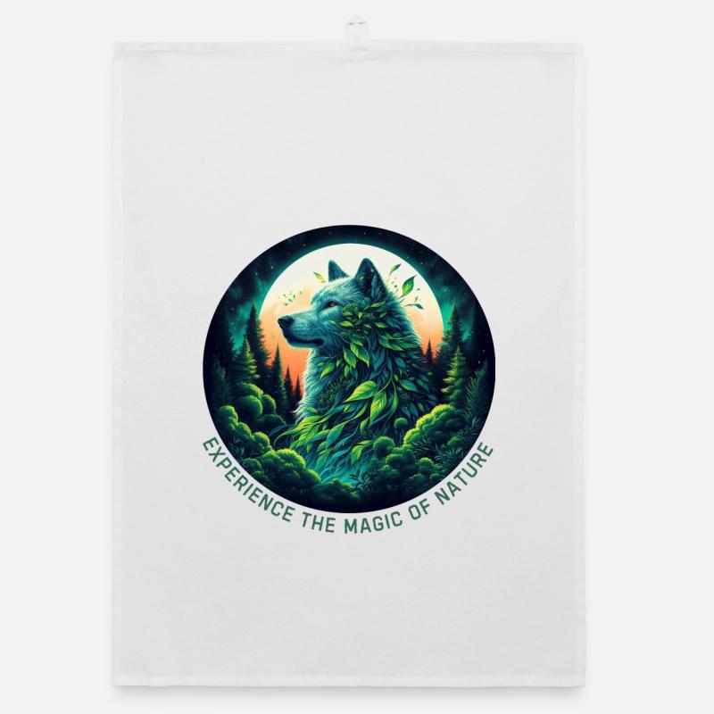 Wolf im Wald Organic Geschirrtuch
