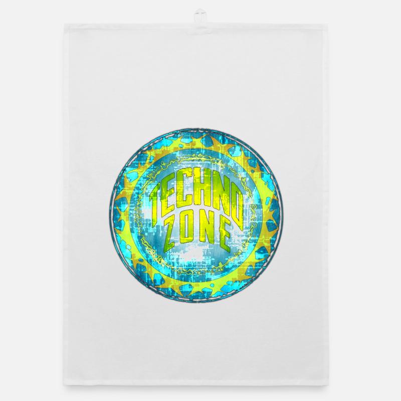 Cyber Techno Design with fluorescent colors Organic dish towel